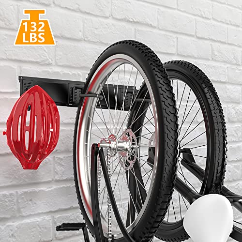 Ultrawall Bike Rack, Garage Bike Rack Wall Mount for 2 Bicycle and 1 Helmet, Heavy Duty Bike Storage for Home Space Saving Holds Up to 100lbs (Pack of 2) - size: 2 bike (Pack of 2)