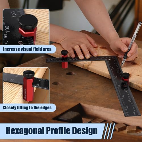 Red Cocowin Tall Stair Gauges for Framing Square with Holder and Carabiner Stair guages Knobs Tool for Circular Saw Metal Stair Stringer Layout Tool for Carpentry Squares Stair and Rafter Gauge Clamps - style: 1 Pack Red