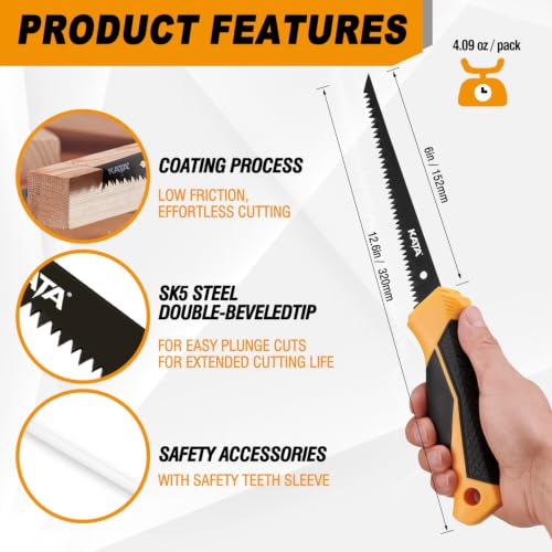 KATA 6 Inch Drywall Saw, Sharp Jab Saw for Pumpkin Carving & DIY Cutting - color: Drywall Saw