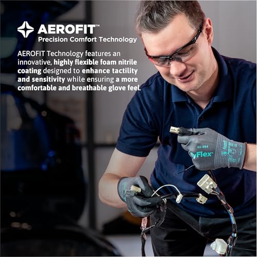 Ansell HyFlex Cut Resistant Touchscreen Work Gloves with Aerofit Precision Comfort Technology - size: Size 9 (L), style: 1 Pair