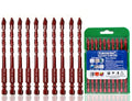 10pc 1/4” Red Masonry Drill bits, 6mm Eccentric Drill Bit Concrete Drill Bit for Glass,Brick,Plastic,Cement,Wood,Ceramic,Metal,Marble. - size: 1/4 in