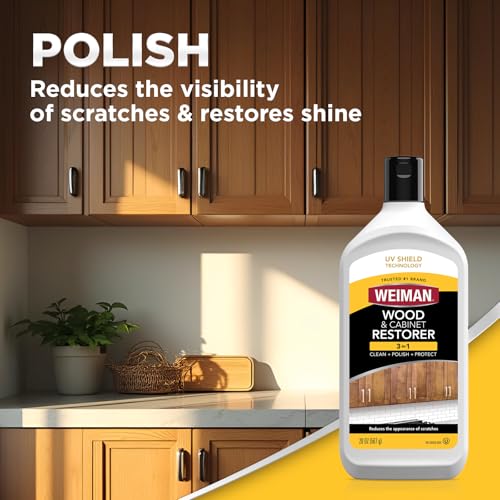 Weiman Wood Restore and Repair Kit, Wood Floor Scratch Repair, Furniture Markers Touch Up, Cabinet Cleaner, Removes Dirt & Reduces Scratches, Safe for Table, Desk, & Chair, UV Shield Technology