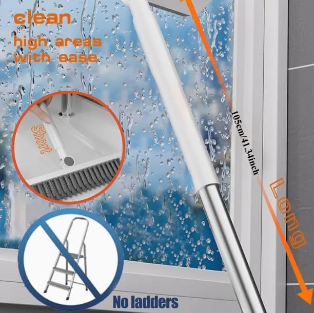 HomeBeyond Grout Cleaner Brush with Long Handle, V-Shaped Swivel Scrub Brush for Bathroom, Tile Lines, Kitchen, Garage, Deck & Crevices, Stiff Bristle Floor & Wall Cleaner