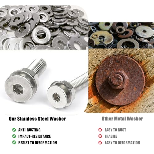 100Pcs 304 Stainless Steel Flat Washers for M8 Bolt (1/4" ID x 1" OD)