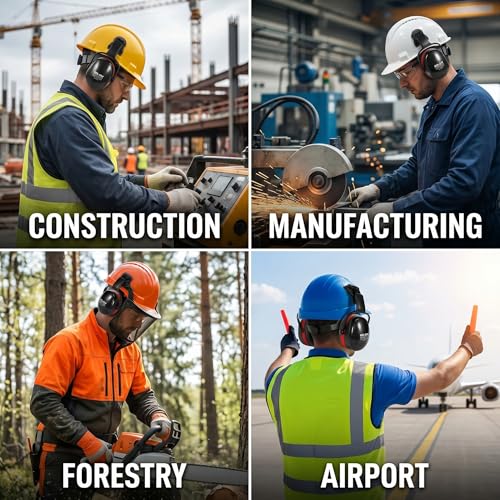 32dB Ear Muffs for Hard Hats, Safety Hearing Protection, Black - style: A30hfm