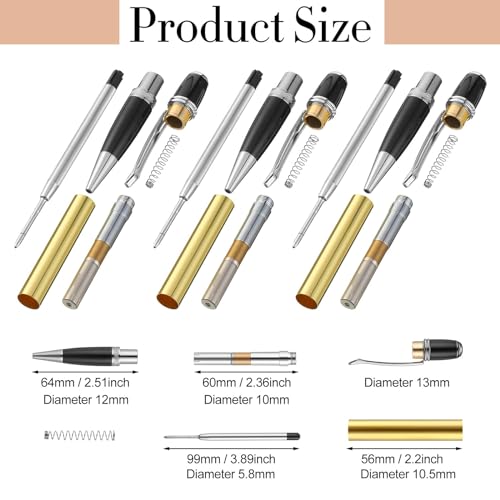 Colarr 12 Pack Woodturning Pen Kit Twist Ballpoint Pen Kit, Silver - color: Silver