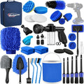 Qydipclin 41Pcs Car Detailing Kit, Car Detailing Brush Set, Car Wash Cleaning Kit, Car Detailing Brushes, Professional Car Care Kit for Interior Exterior Wheels, Blue - size: 41pcs