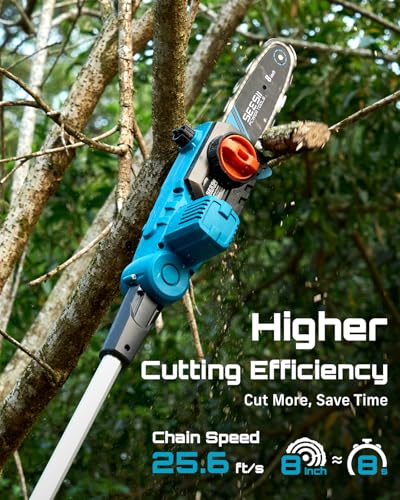 SEESII 21V 8-Inch Electric Pole Saw, Battery & Charger Included - color: True Blue