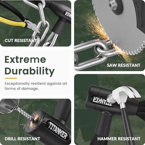 Titanker Bike Chain Lock with Keys, 3.3 Feet Security Heavy Duty Anti-Theft Bicycle Chain Locks for Bike, Motorcycle, Bicycle, Door, Gate, Fence, Grill (6mm, 8mm, 10mm Thick Chain) - color: Black-10mm Chain