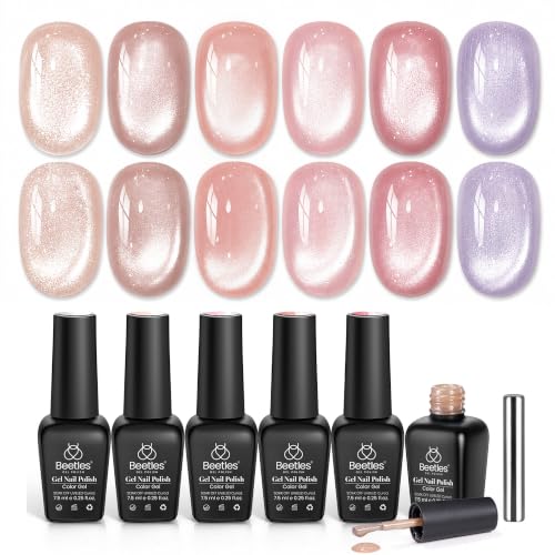 Beetles Soft Beam Cat Eye Gel Nail Polish Set, 6 Colors Glitter Gel Polish - color: A - Cat Eye | Soft Beam