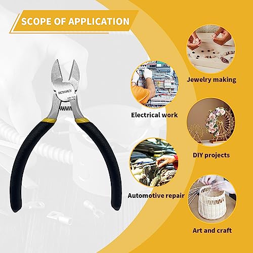 BOOSDEN 5" Small Wire Cutters Set Side Diagonal Cutter Snips, 5 Pack