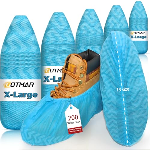 200 Pack XL Non-Slip Disposable Shoe Covers Blue for Indoors, Fits Men’s US 13 - color: Blue 200 Pcs (Xl)