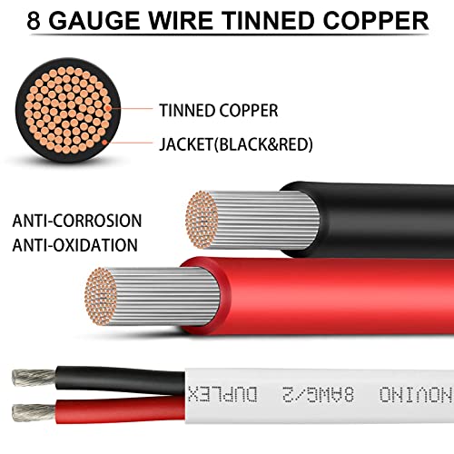 8 Gauge Marine Wire,8 AWG 50ft Duplex Marine Grade Wire,8/2 Gauge Cable | Tinned Copper Oxygen-Free Waterproof Corrosion Resistant Flexible Electrical Cable for Boat/Automotive/RV/Camper/Trailer - size: 50 ft, style: 8 gauge