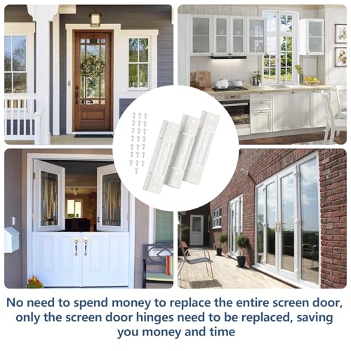 Replacement for Screen Doors Hinge fits for White Aluminum 1/8 in Larson Grooved Center Screen/Storm Door Hinge, Extruded Aluminum Door Hinge Kit Compatible with Most Screen Doors - White 3 Pack