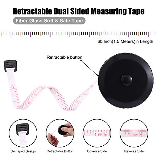 Tape Measures Retractable, Fabric Measuring Tape, 60 Inch Small Sewing Tape Measure for Craft Nursing Medical Travel(3 Pack/Black Purple Sky Blue) - color: Black, Purple, Sky Blue