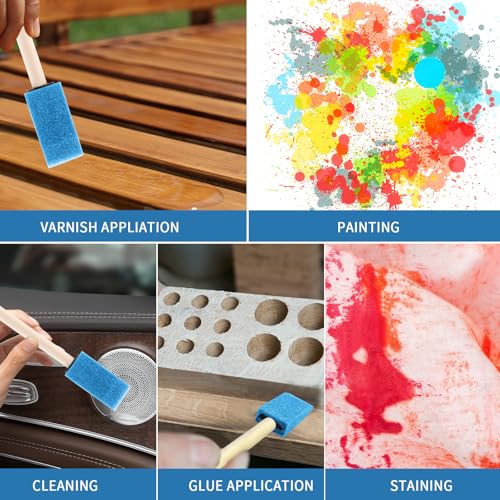 1" Foam Paint Brushes, 100 Pack, 1-Inch Painting Sponges (Blue) - color: Blue, size: 1"