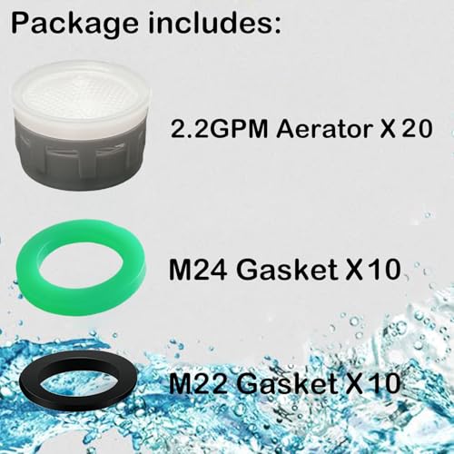 Faucet Aerator 1.2 GPM Flow Restrictor Plug-In Faucet Aerator Replacement Parts for Bathroom or Kitchen (white 20 Pieces)