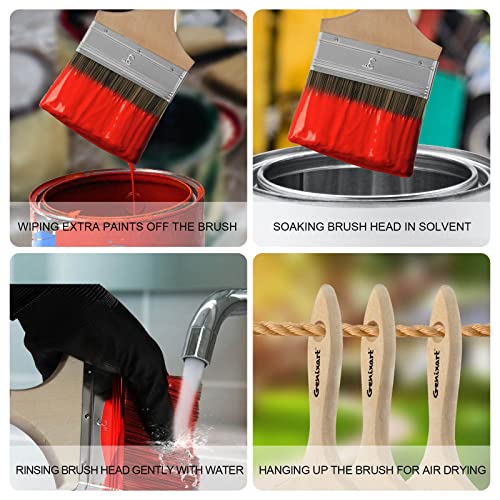 Genixart Double Thick Chip Paint Brush, Wood Stain Brush for Fence, 3 Inch