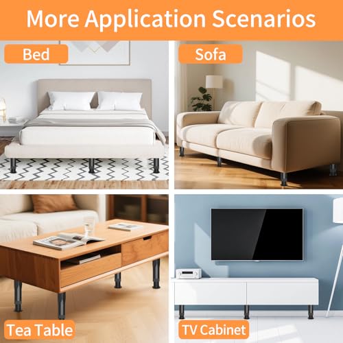 Jonkehai 8PCS Adjustable Bed Support Legs Bed Frame Support Legs Adjustable Bed Legs for King Queen Bed Slats, Heavy Duty Frame, Sofa, Dresser, Chair, Table, Cabinet and Wooden Furniture 5.1"-8.3" - size: 8pcs (5.1"-8.3")