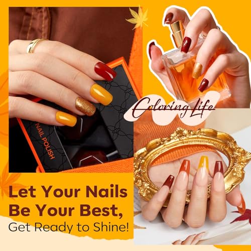 modelones Fall Nail Polish Set, 6 Colors Quick Dry, Nail Art Kit - color: A0-Autumn Red