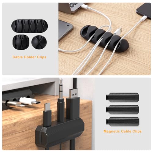 285 PCS Cable Management Kit - for Computer TV Under Desk - Black