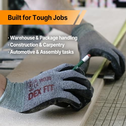 DEX FIT Nitrile Work Gloves FN330, 1 Pair, 3D-Comfort Stretchy Fit, Firm Grip, Thin & Lightweight, Touch-Screen Compatible, Durable, Breathable & Cool, Machine Washable; Grey S (7) - color: Gray, size: Small (1 Pair)