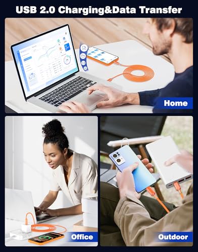 iMangoo 60W USB C to USB C Braided Cable for Car Play 6ft Orange - size: 6FT/2M