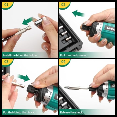 GRENPRO 3.6V Cordless Electric Screwdriver Set 44Pcs LED Light with Case