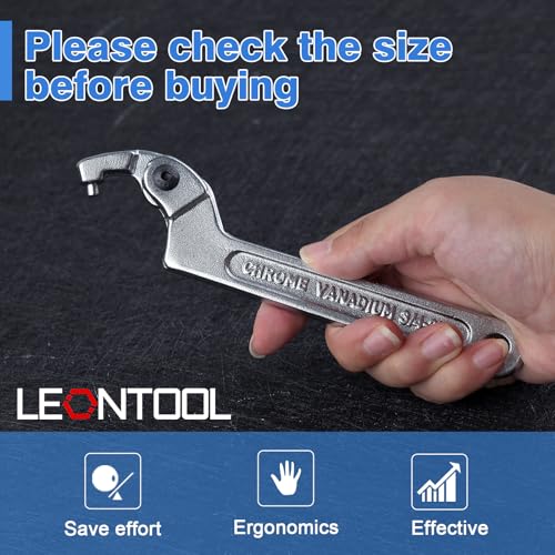 Adjustable C Spanner Hook Wrench, 3/4-2" (19-51mm) - size: 3/4-2"(19-51mm)