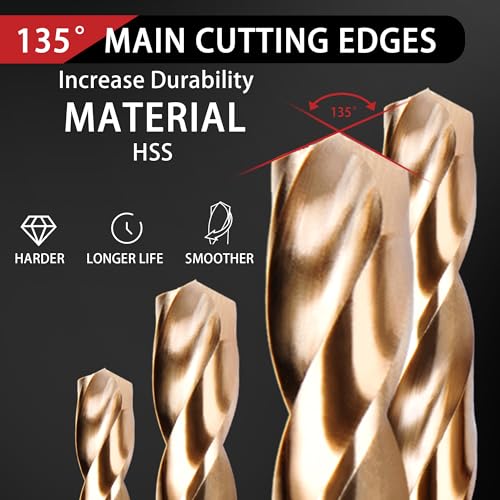 230 Pcs(3/64"-1/2") Titanium Coated HSS Drill Bit Set - size: 230pcs