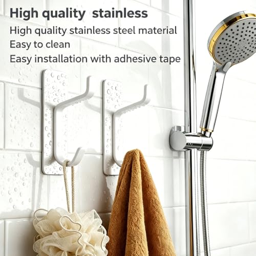 5 Pack Self Adhesive Wall Hooks Key Hook Stainless Steel Coat Hook White - color: White