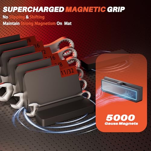 32 PCS Magnetic Wrench Organizer for Tool Drawer Storage, Black - size: With Magnetic
