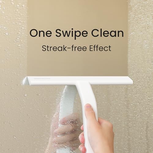 dancemoon JustHang Shower Squeegee with Built-in Hook, 10-Inch White - color: Classic White