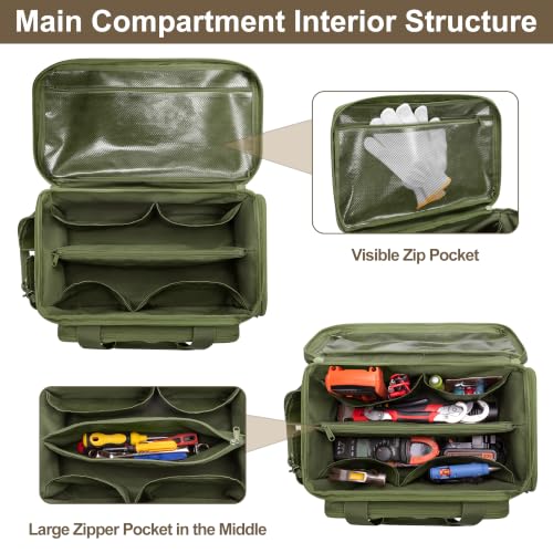 Rexmica 14-Inch Tool Bag Tool Storage Organizer Tactical Range Bag, Green - color: Green