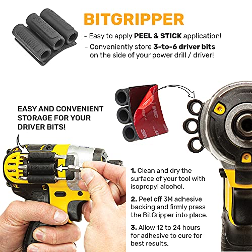 Spider Tool Holster, BitGripper v2 Drill Bit Holder for Drill & Driver, 4Pk - color: (4) BitGripper v2