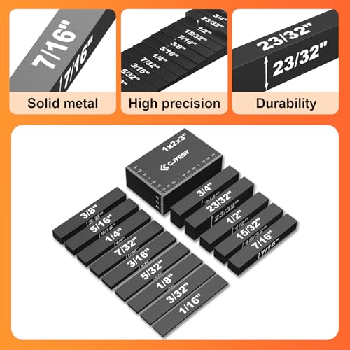 Setup Blocks Woodworking Tools - 15 PCS Height Gauge Block Set with Precision Ruler-Marked Bars, Table Saw Accessories (Large) Graving tools