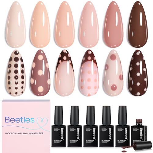 Beetles Nude Gel Polish Set, Skin Tones Collection, 6 Colors - color: 0-0-1 Colors Mauve
