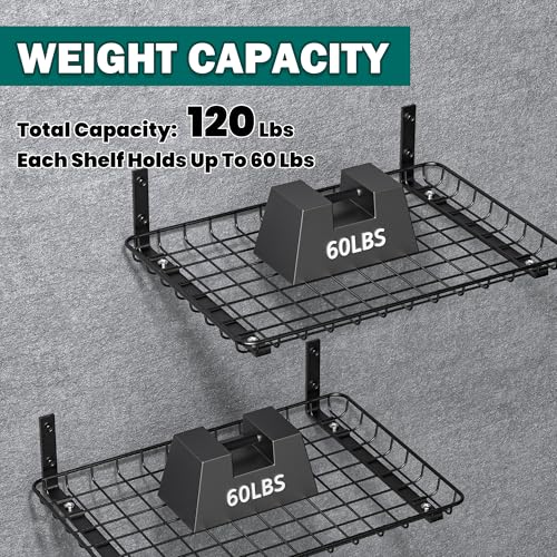 EVERHANGER Garage Wall Shelves 12x18 Inch, Wall Mounted Storage Shelf - color: Black, size: 18X 12inch