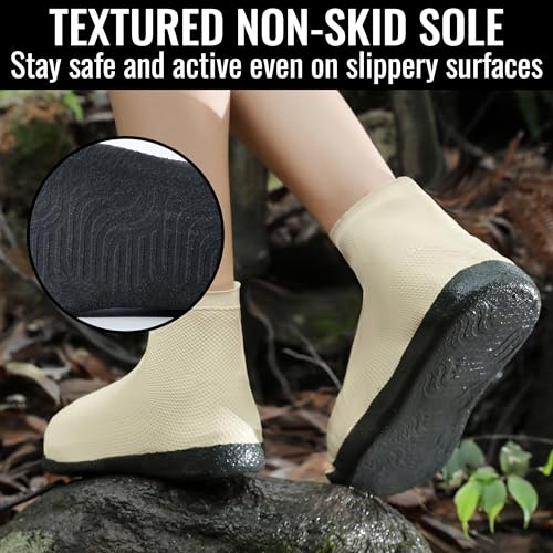 Rain Shoe Covers Waterproof Reusable Galoshes Overshoes - color: Milk White, size: Medium