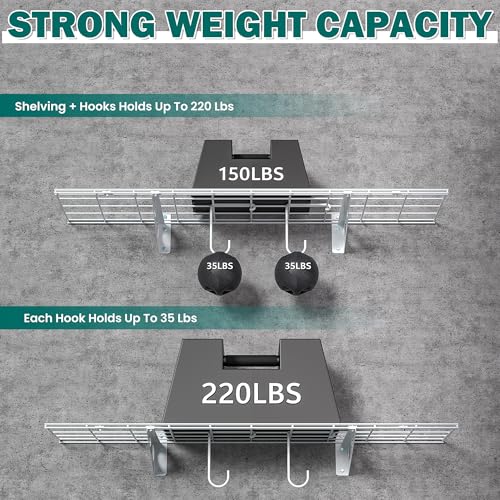 EVERHANGER Garage Wall Shelves, 12 X 48 Inch Wall Mounted Storage Shelves - color: White, size: 48X 12inch