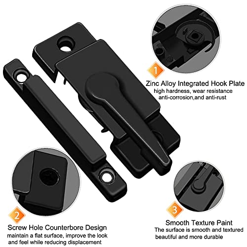 Window Sash Locks for Vertical Horizontal Sliding Window Double Hung Window - color: 10Pcs Black