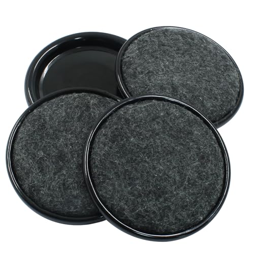 8Pcs Felt Furniture Sliders, Round, 2.5 inch Dia, Black/Gray - size: Round, 2.5 inch Diameter
