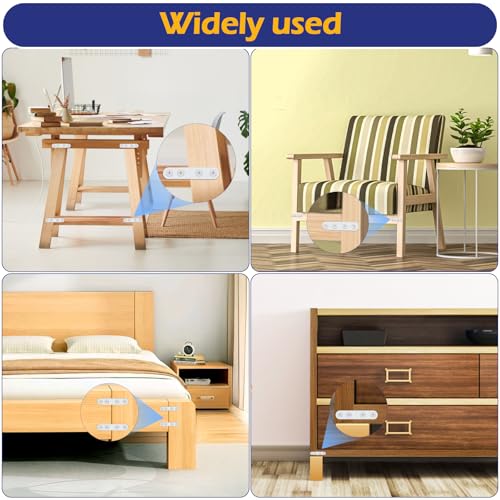 26 PCS White Stainless Steel Straight Bracket Flat Brace, 1.4 in / 1.8 in / 2.2 in / 3.0 in Wood Brackets Mending Repair Plate Brace for Bed Frame, Furniture & Shelves, with 64 White Screws and 1 Bit