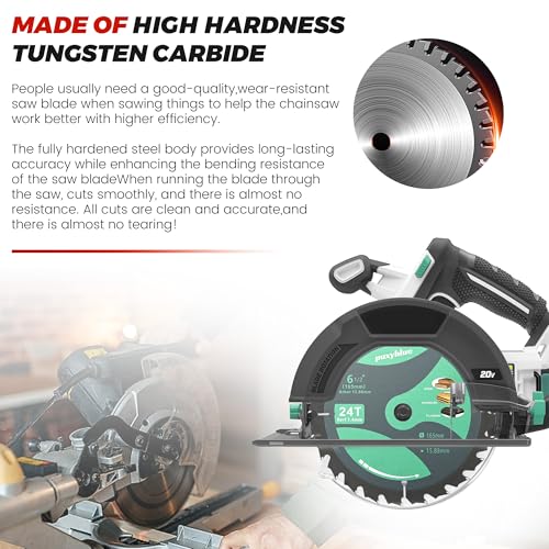 𝟮𝟬𝟮𝟲 Upgraded 3 Pack 6-1/2 Inch 24T Circular Saw Blades Fine Finish with 5/8" Arbor ATB Framing Saw Blades for Cutting Softwood Hardwood Laminate Plywood Chipboard Panels FRP MDF by puxyblue
