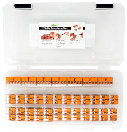 WAGO 221 Lever Nuts 78pc Compact Splicing Wire Connector Assortment with Case. Includes 221-412, 221-413, 221-415