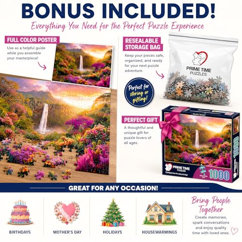 Adult Jigsaw Puzzle Hawaiian Waterfall 1000 Piece - color: Hawaii Waterfall
