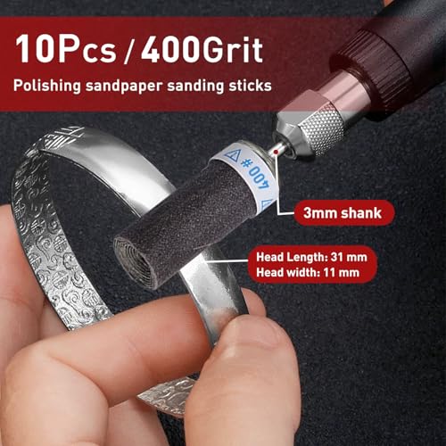 10 Pcs 400 Grit Sanding Drums for Rotary Dremel Tool - size: 400 Grit