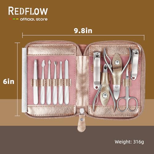 Manicure Set 11 in 1 Stainless Steel Nail Clippers for Men，Manicure Kit for Women，Nail Grooming Kit，Nail Clipper Set，Personal Care Tools（Champagne Colour） - color: Champagne Colour