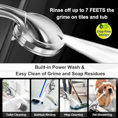 BESAQUO 9 Functions High Pressure Shower Head with Handheld,Built-in Pause Mode&Power Wash,Non-Clogging Nozzles,6ft Hose&Bracket