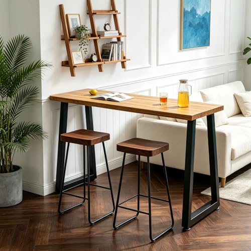 36 Inch Metal Bar Table Legs Trapezoid, Heavy Duty Industrial Style Counter Height Table Legs with Adjustable Feet Pads, DIY Kitchen Island Standing Desk, Set of 2, Black - size: H36" T